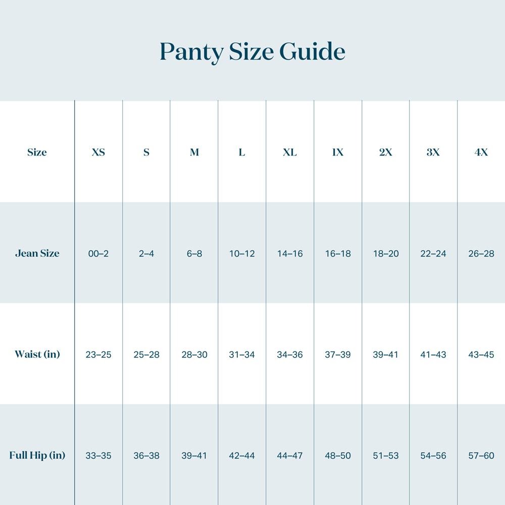 Panty Size Guide - Underwear Size Chart - EBY