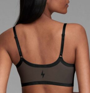 model showing backside of seamless wireless bra by eby